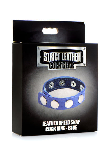 Cock Gear Leather Speed Snap Cock Ring - Blue STR-AG845-BLU