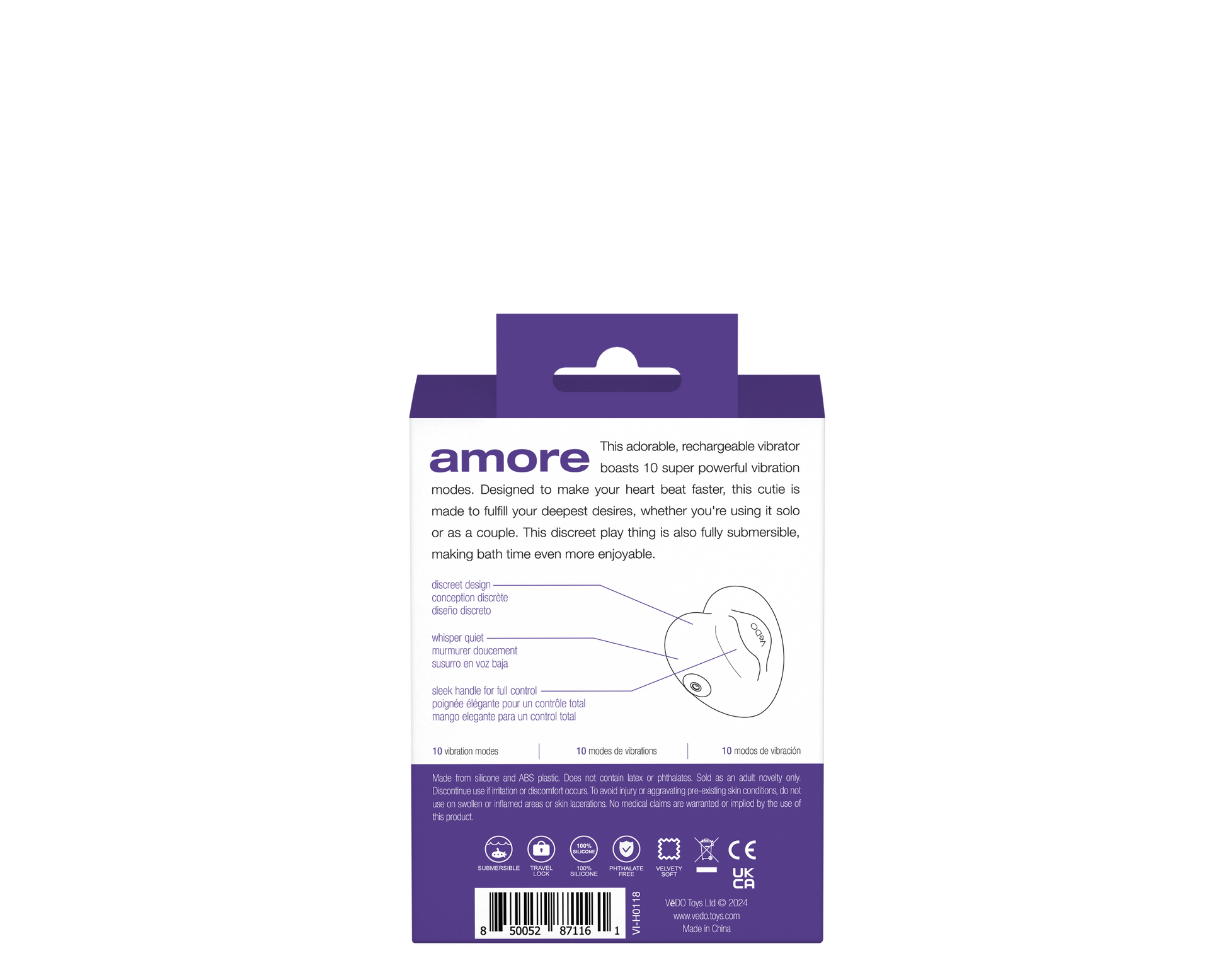 Amore Rechargeable Pleasure Vibe - Purple VI-H0118