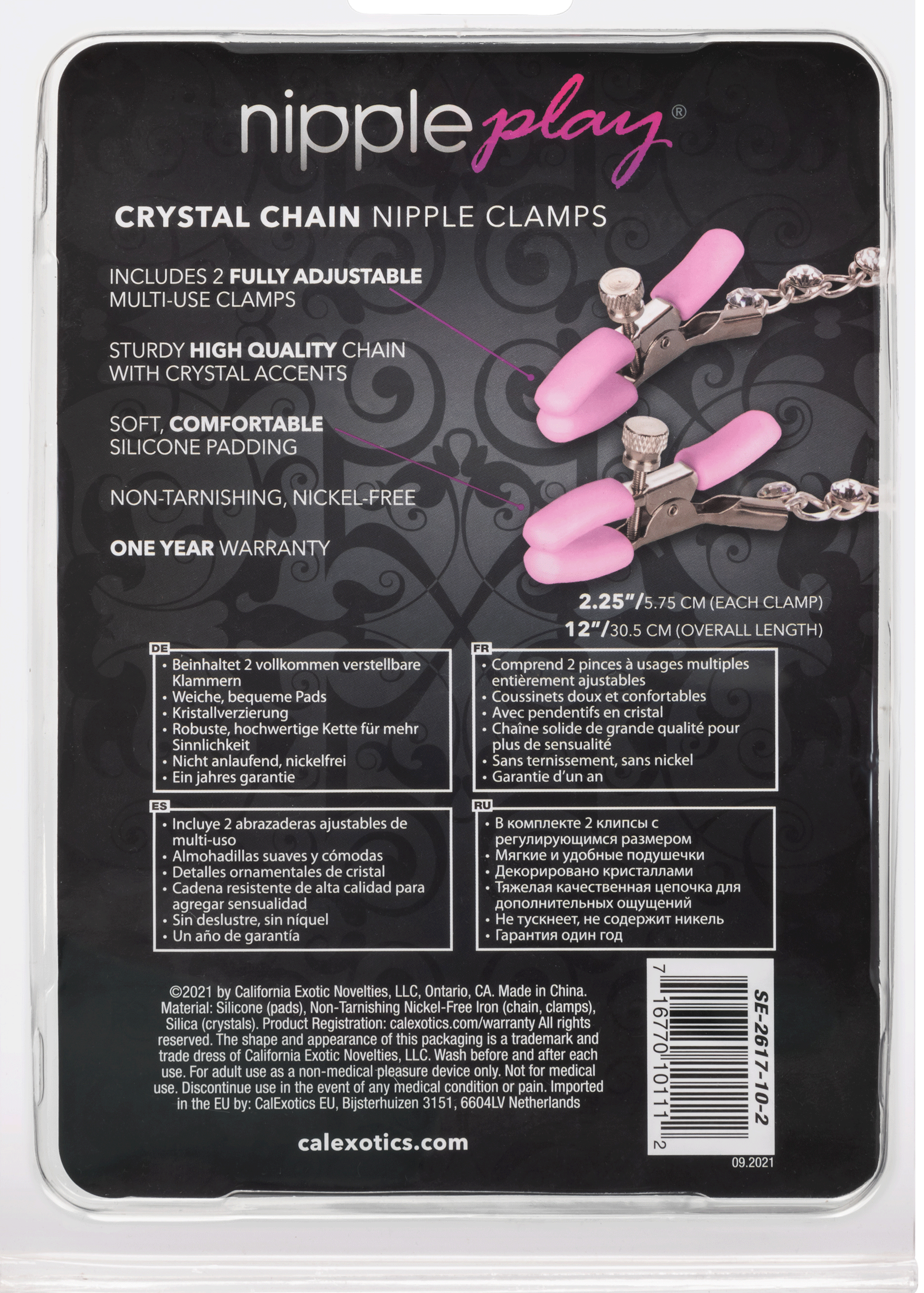 Nipple Play Crystal Chain Nipple Clamps - Pink SE2617102