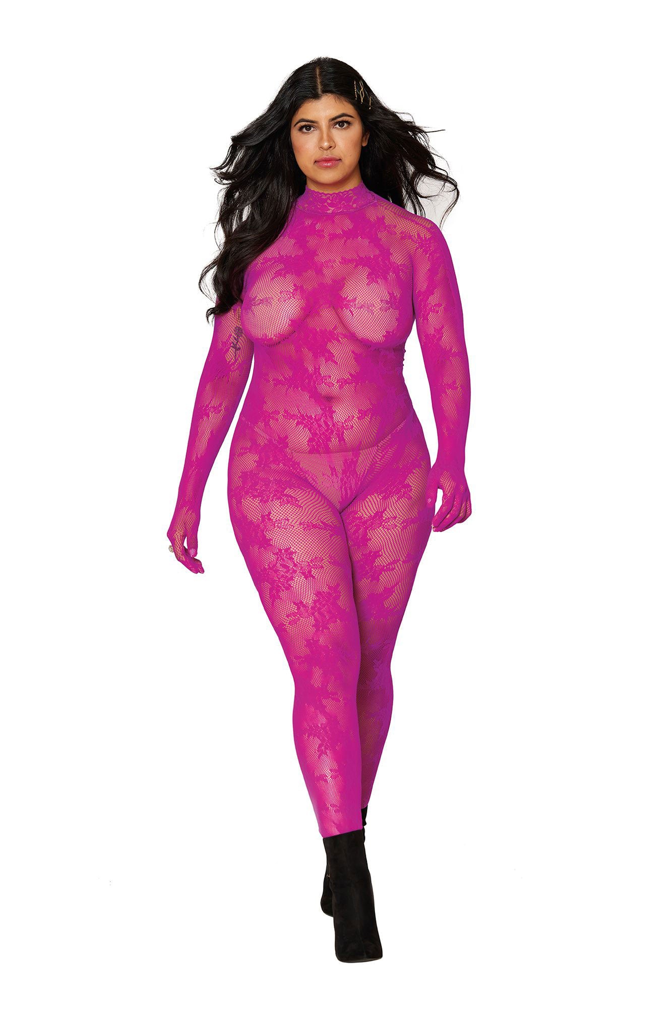 Bodystocking With Finger Gloves - Queen Size -  Azalea DG-0416AZAQ