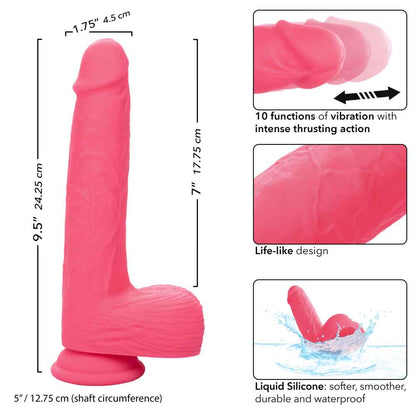 Rechargeable Rumbling and Thrusting Silicone Studs - Pink SE0251053