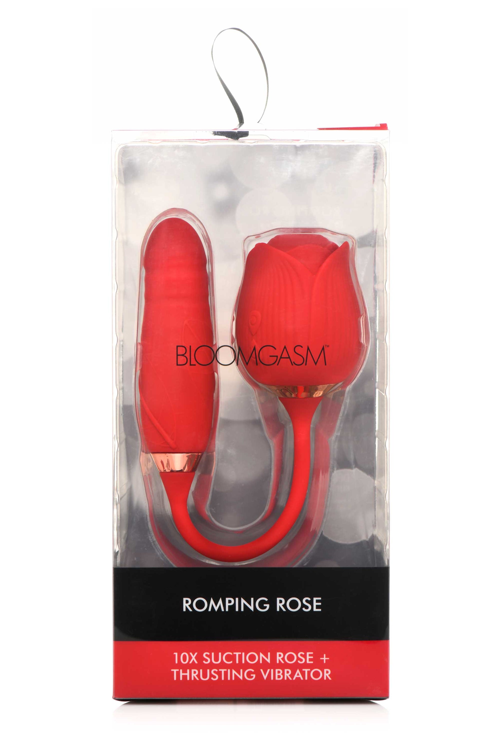 Bloomgasm Romping Rose Suction and Thrusting  Vibrator - Red INM-AH147