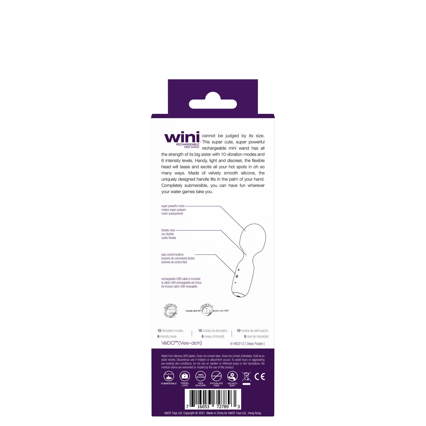 Wini Rechargeable Mini Wand - Purple VI-W0213