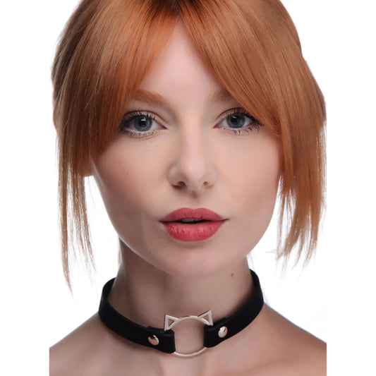 Kinky Kitty Ring Slim Choker - Black MS-AG726-BLK