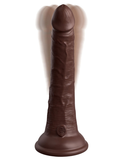 King Cock Elite 7 Inch Vibrating Silicone Dual  Silicone Dual Density Cock With Remote - Brown PD5777-29