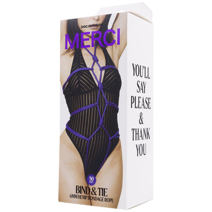 Merci - Bind and Tie - 6mm Hemp Bondage Rope - 50 Feet - Violet DJ2404-66-BX