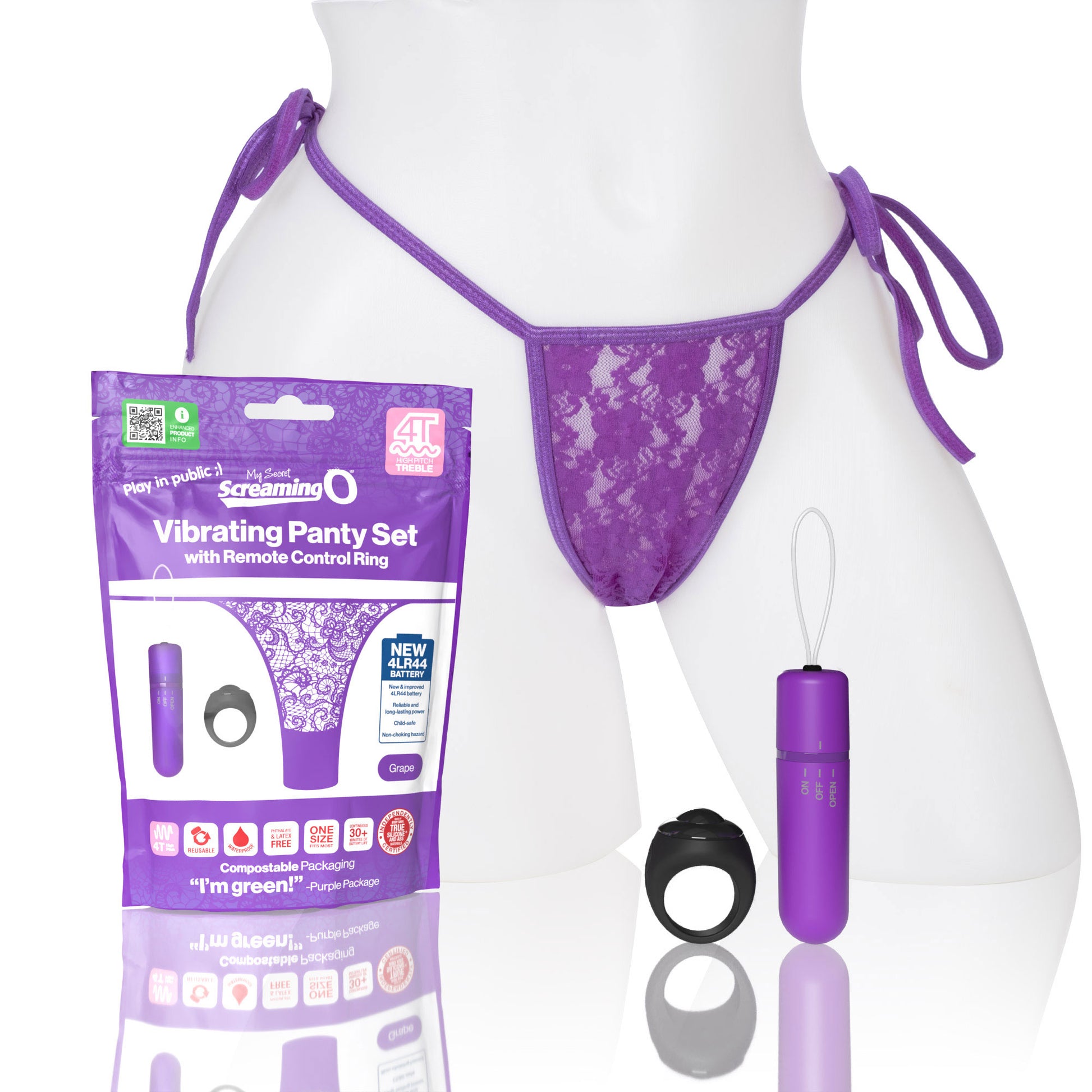 Screaming O 4t - Vibrating Panty Set With Remote  Control Ring - Grape SO-4TPNT-GP