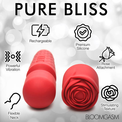 Pleasure Rose 10x Silicone Wand With Rose  Attachment - Red INM-AH318