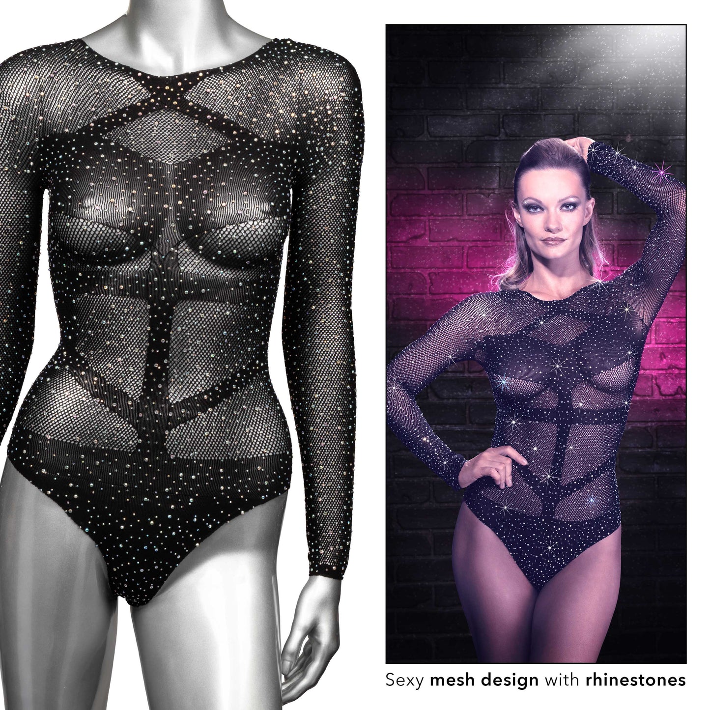 Radiance Long Sleeve Body Suit - One Size - Black SE3002153