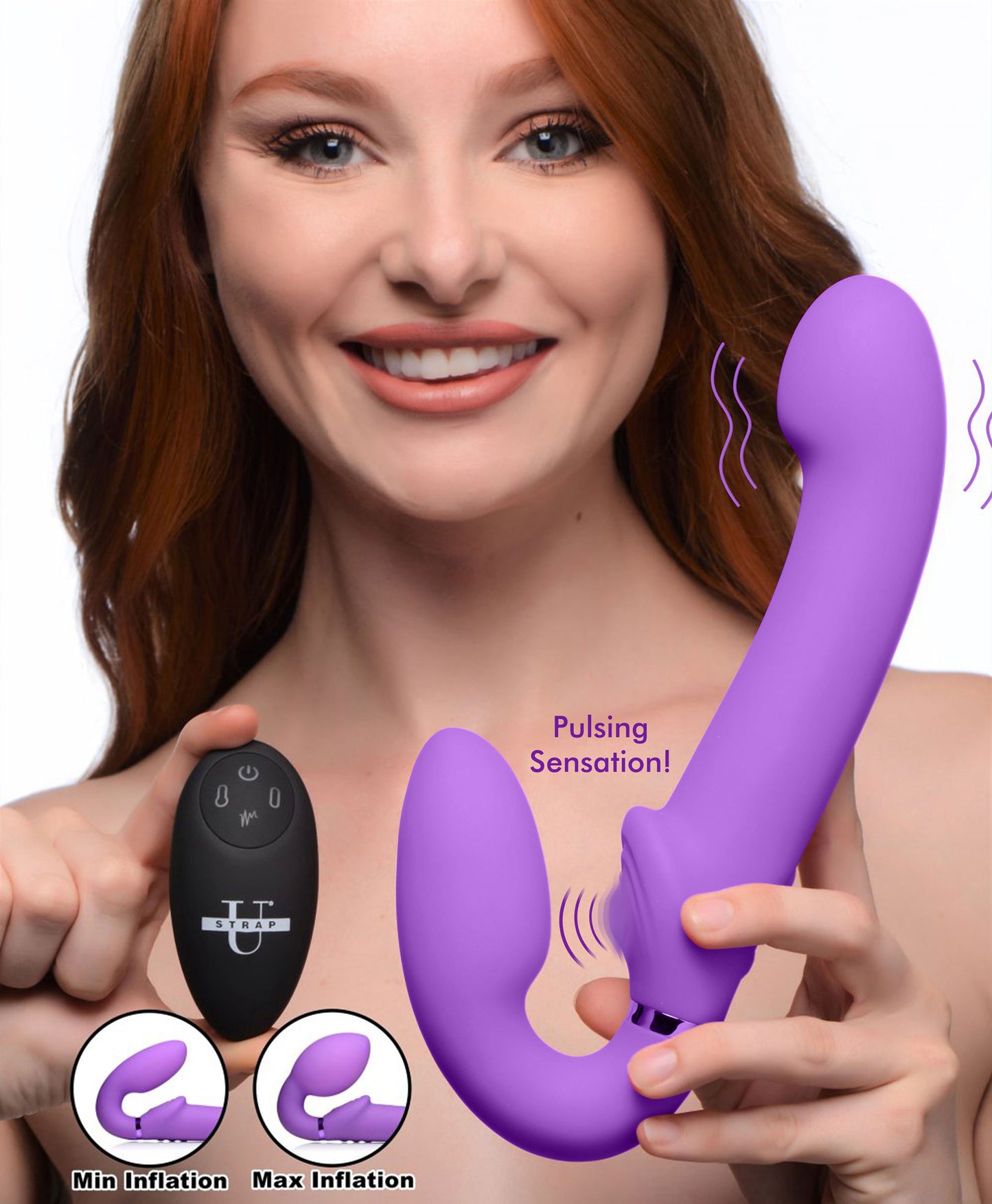 10x Ergo- Fit G-Pulse Inflatable and Vibrating  Strapless Strap- on - Purple SU-AG495-PUR