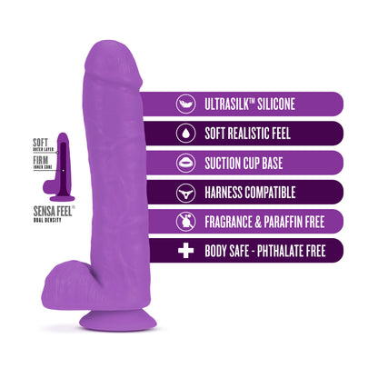 Neo Elite - 11 Inch Silicone Dual Density Cock With Balls - Neon Purple BL-26421