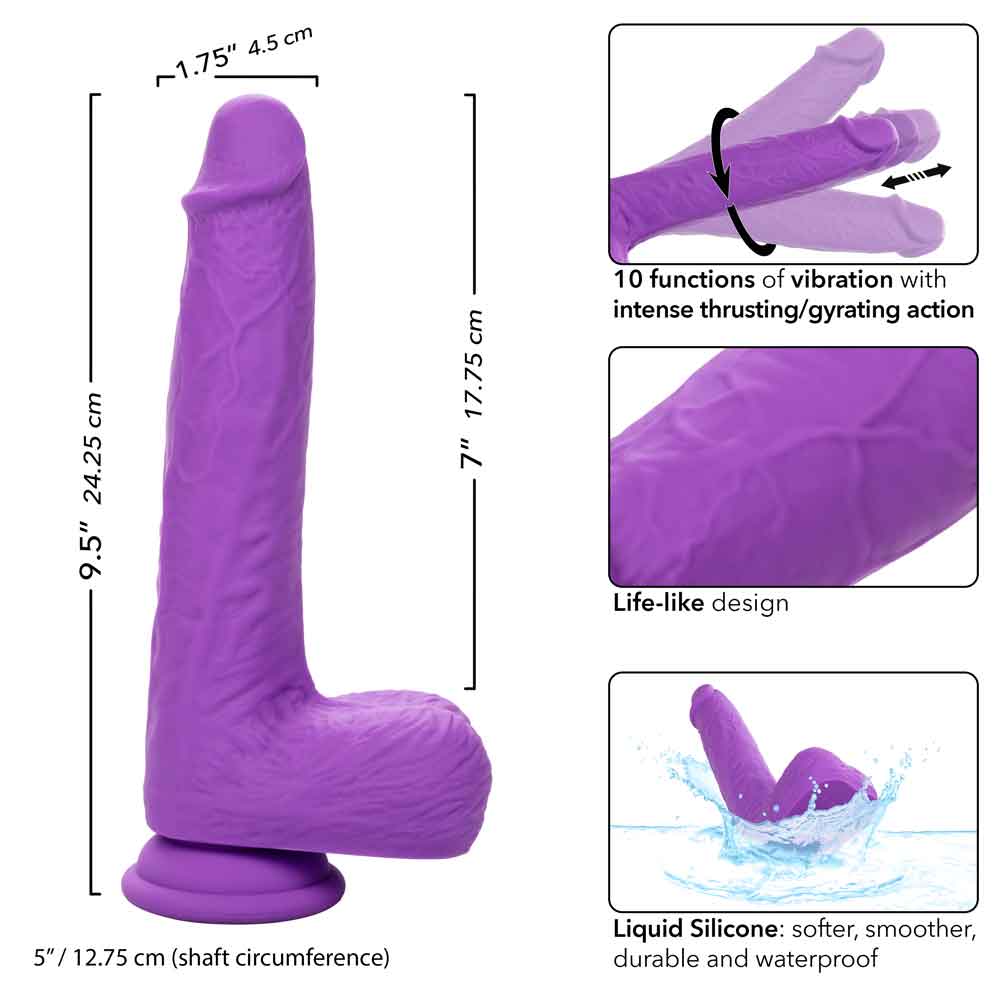 Rechargeable Gyrating and Thrusting Silicone Studs - Purple SE0251103