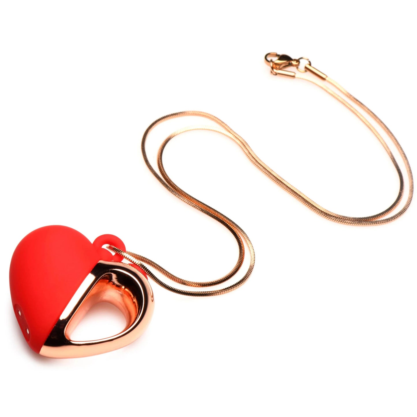 10x Vibrating Silicone Heart Necklace - Rose Gold/ Red CH-AH102