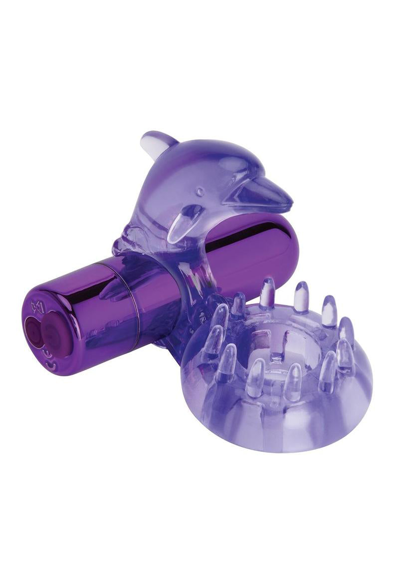 Bodywand Rechargeable Dolphin Ring With Ticklers - Purple X-BW1501