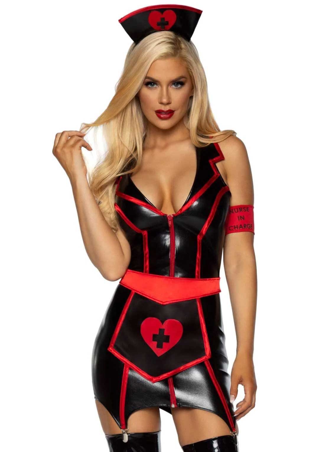 Naughty Nurse Costume - Medium - Black/red LA-86926BLKM