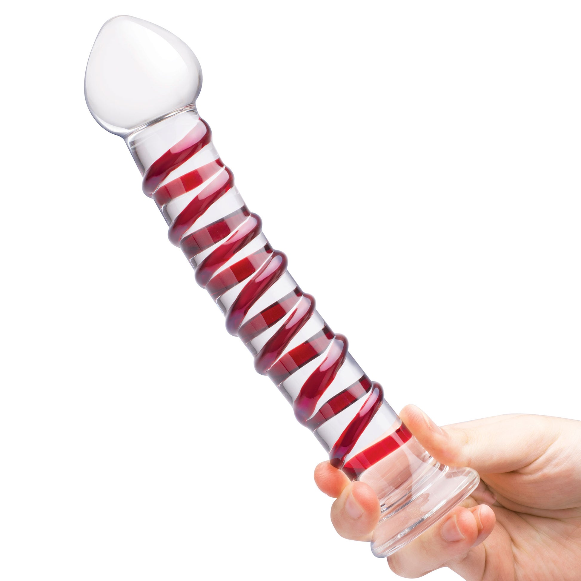 10 Inch Mr. Swirly Dildo - Red/clear GLAS-508