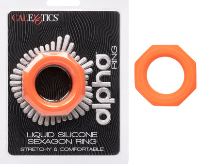 Alpha Liquid Silicone Sexagon Ring - Orange SE1492052