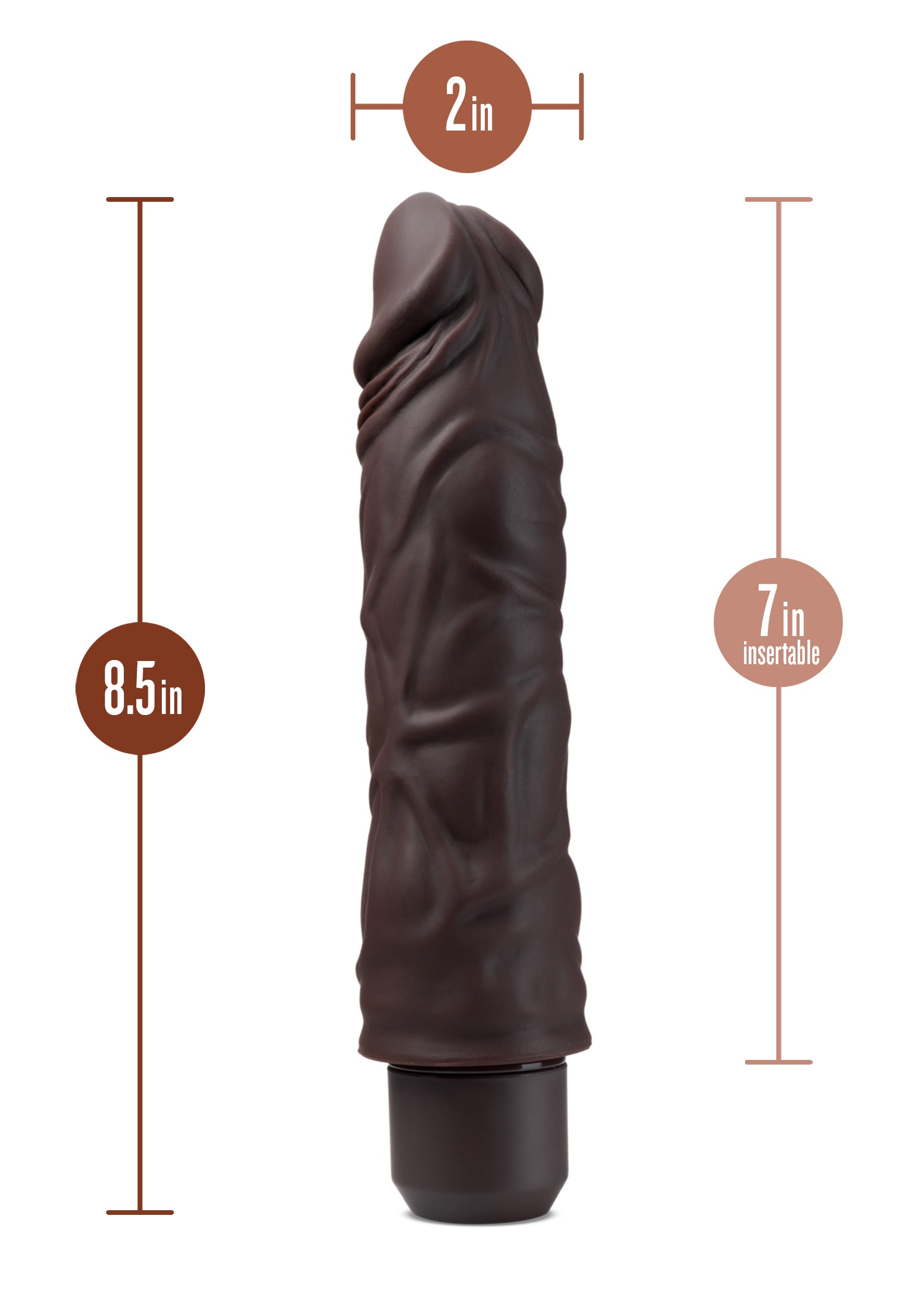 Dr. Skin Silicone - Dr. David - 8 Inch Vibrating  Dildo - Brown BL-12356