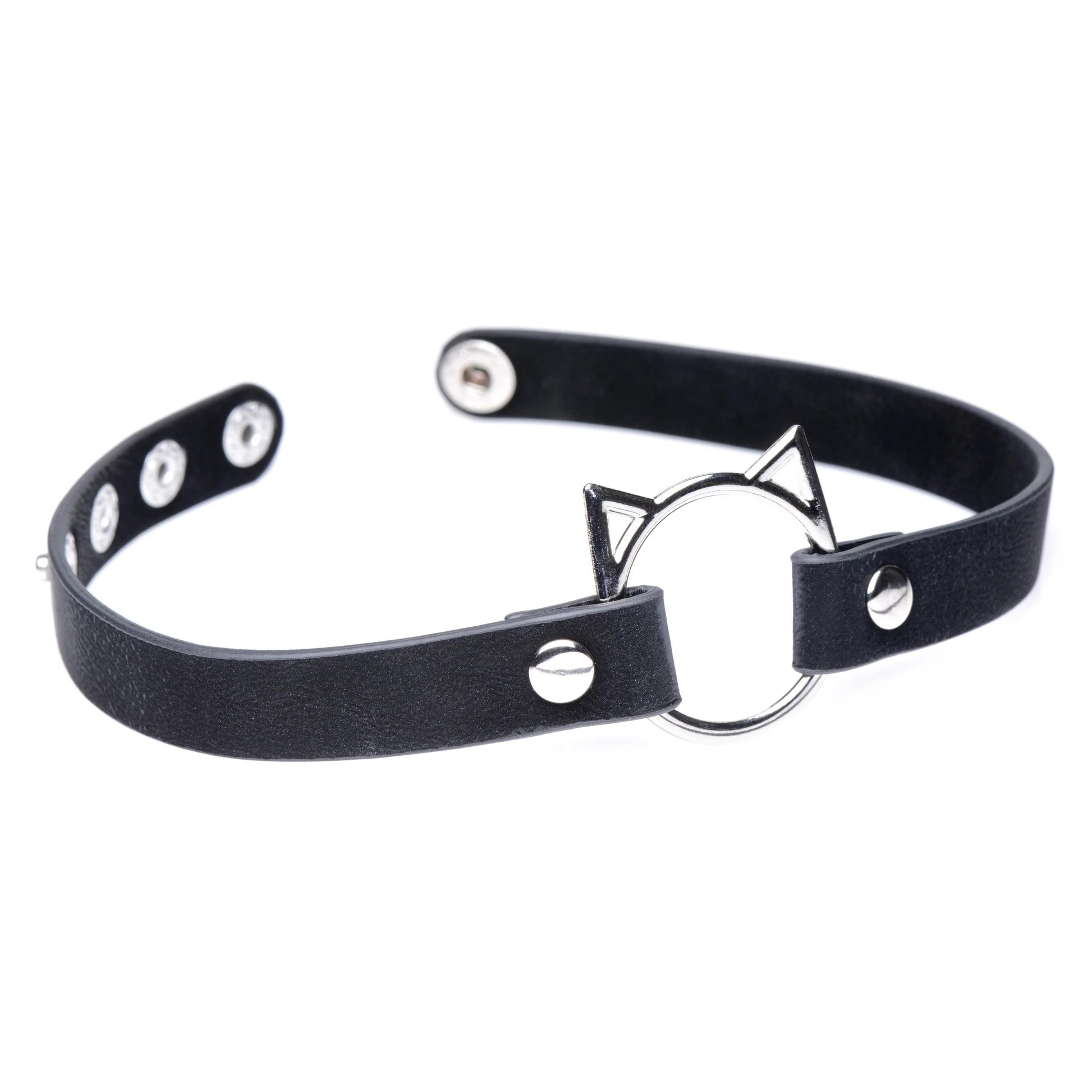 Kinky Kitty Ring Slim Choker - Black MS-AG726-BLK