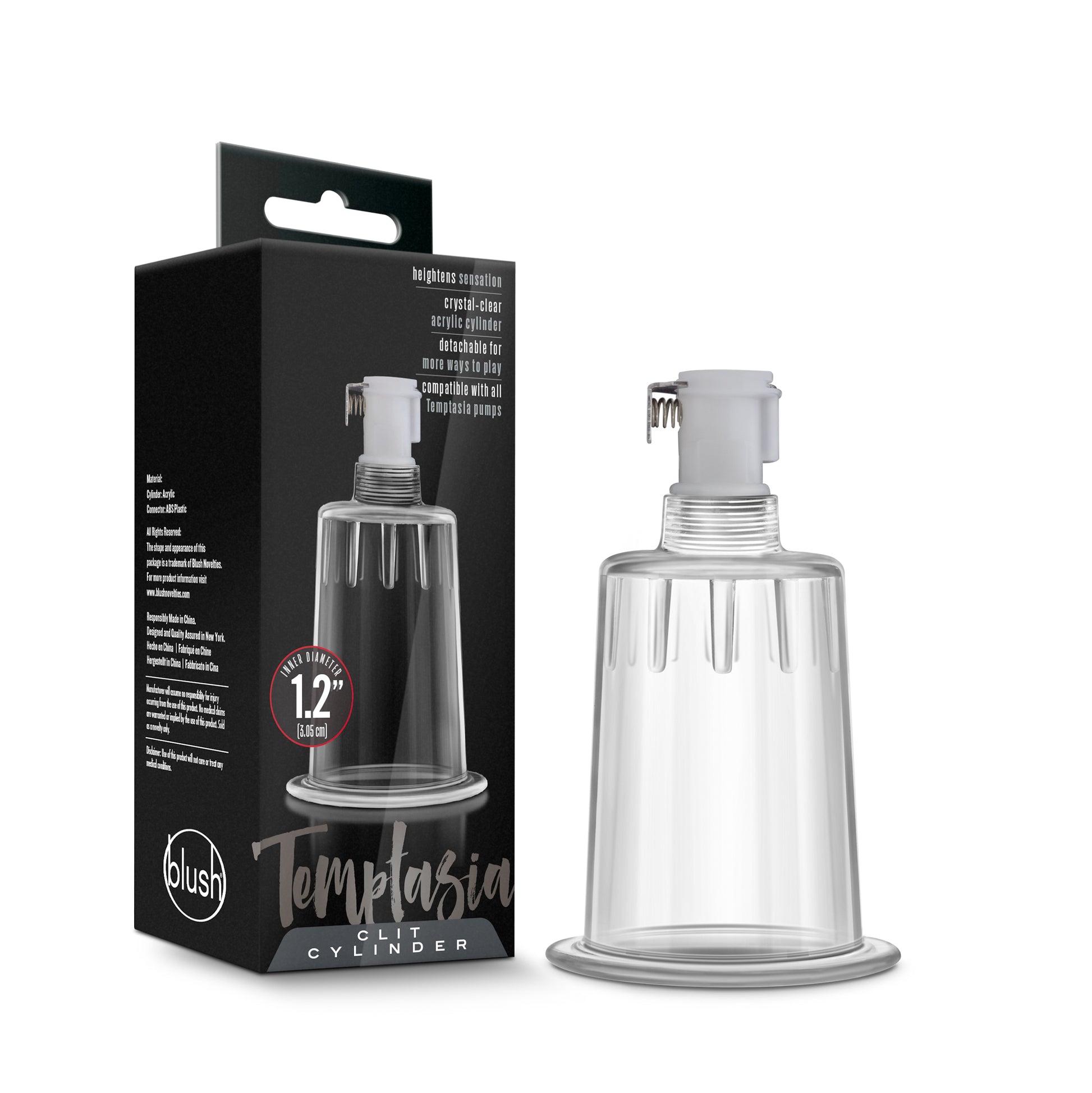 Temptasia  Clit Cylinder - 1.2 Inch Diameter - Clear BL-09991