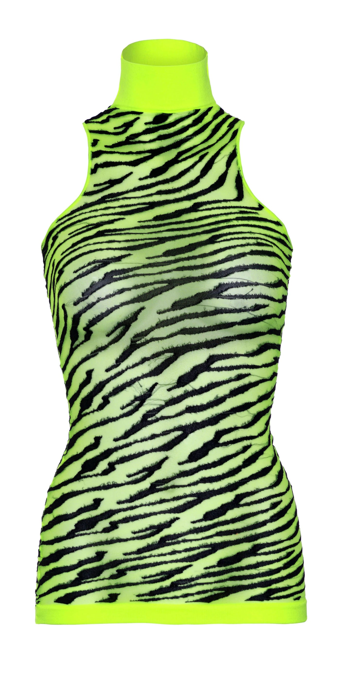 Neon Zebra Racer Back Mini Dress - One Size - Neon Yellow LA-86159NYLWOS