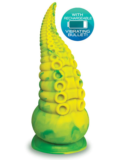 Alien Nation Octopod Silicone Rechargeable  Vibrating Creature Dildo - Yellow and Green IC1354