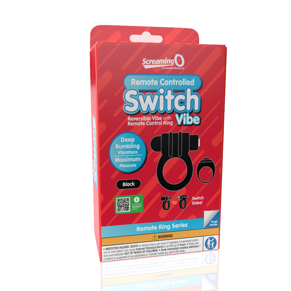 Screaming O Remote Controlled Switch Vibrating  Ring - Black SO-ARCSW-BL