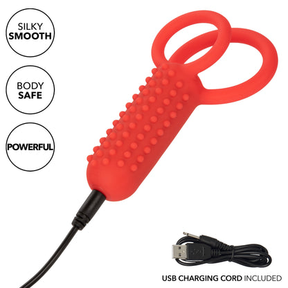 Silicone Rechargeable Vertical Dual Enhancer - Red SE1843403