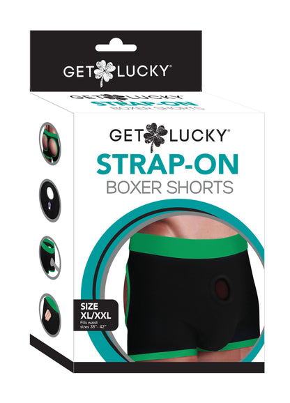 Get Lucky Strap-on Boxer Shorts - Xlarge/xxlarge - Black/green TMN-GL-5018