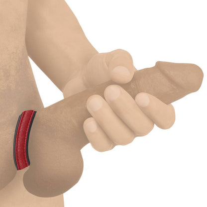 Leather and Velcro Cock Ring - Red STR-AH013-RED