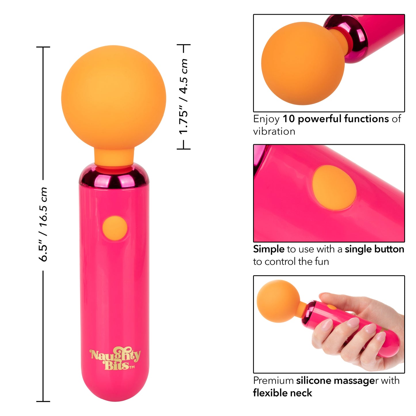 Naughty Bits Home Cumming Queen Vibrating Wand -  Orange/pink SE4410383