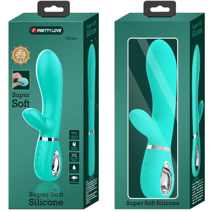 Thomas Super Soft Silicone Rabbit Vibrator -  Turquoise BI-014621-4