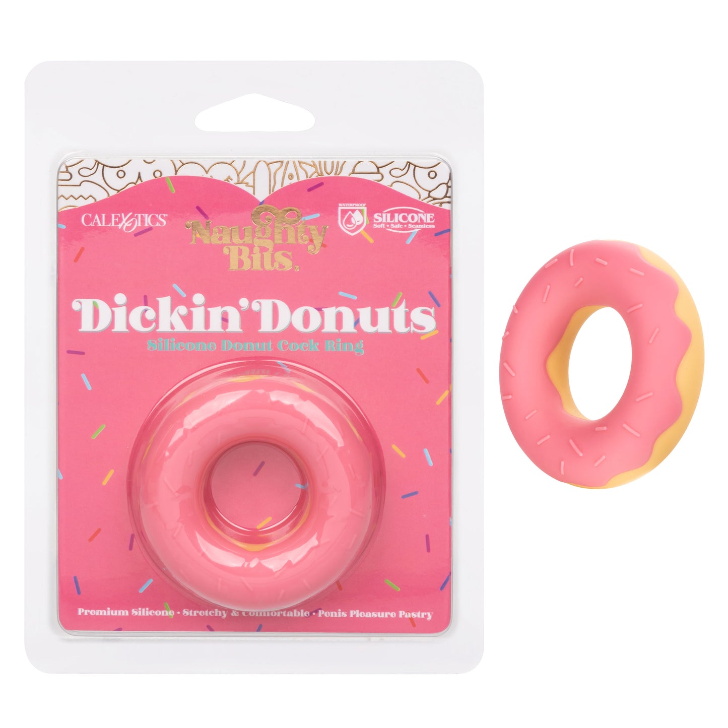 Naughty Bits Dickin Donuts Silicone Donut Cock  Ring - Pink SE4410502