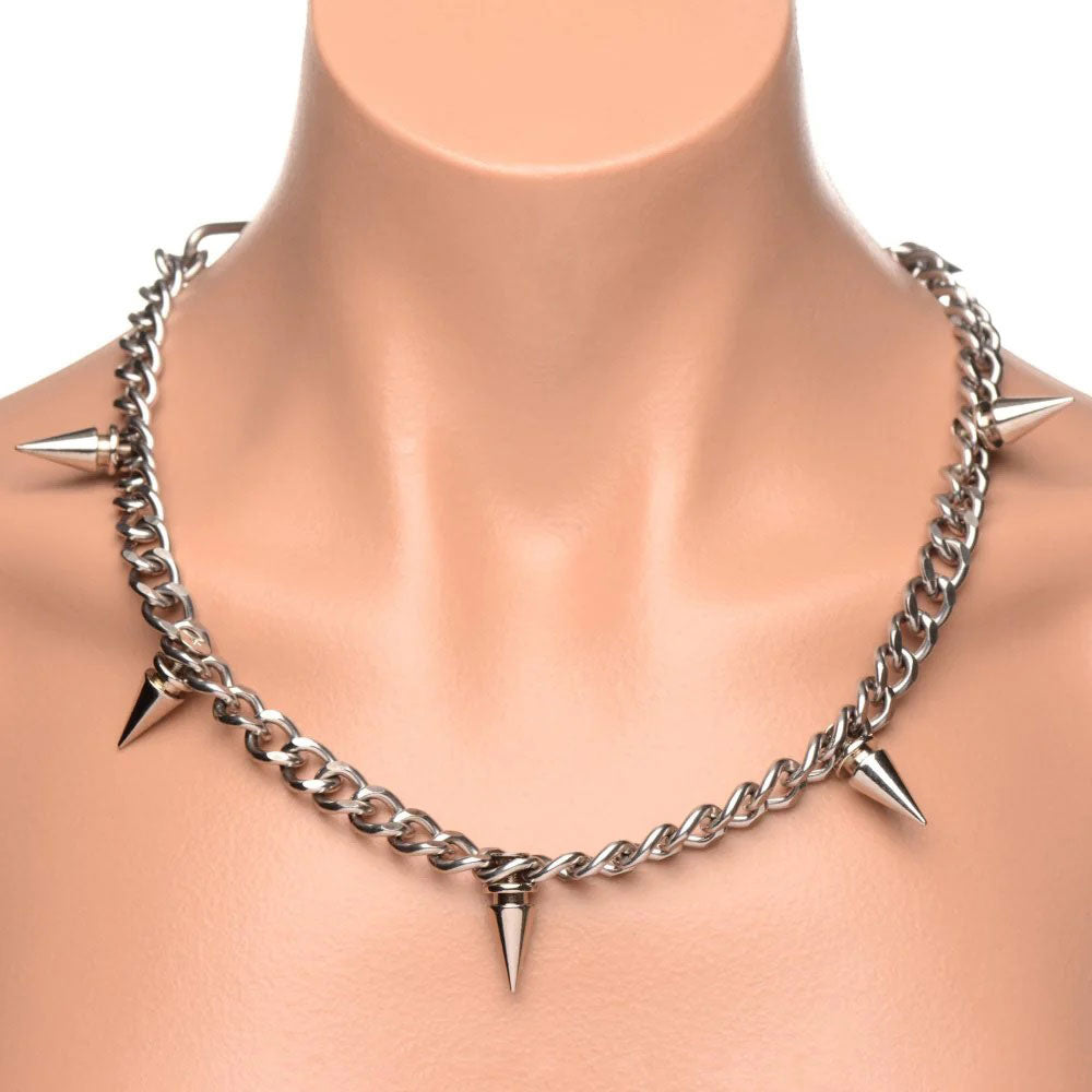 Punk Spiked Necklace Silver MS-AG972