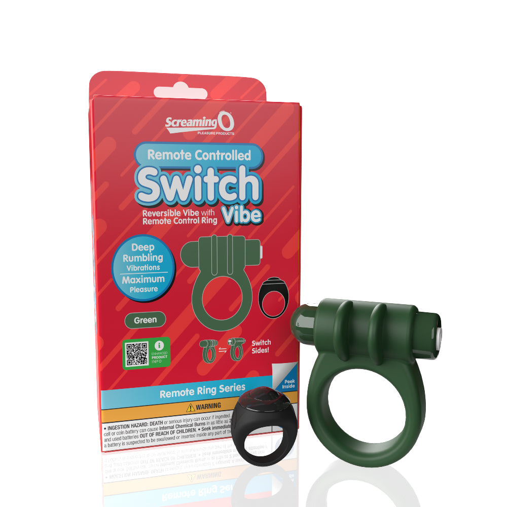 Screaming O Remote Controlled Switch Vibrating  Ring - Green SO-ARCSW-GN